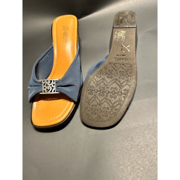 Brighton Isabel Blue and Silver Leather Slip on Sandal Wedge Mules - Picture 5 of 6